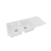 Granite Quartz Stone Kitchen Sink Double Bowl With Drainboard Strainer
