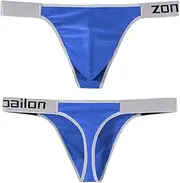 [JINSHI] Men's Thong Underwear Sexy Bulge Pouch T-Back Briefs Man Shiny Silk Low Rise Sport Underwears Tanga