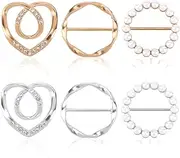 Mikovivi 6pcs Scarf Ring, Shirt Clips for Women Clothing Women Ring Clip Adjustable Holders Fashion Scarf Rings and Slides Shirt Ties Clips for Loose Clothes Blouses Dresses(Silver/Gold), M, Plastic