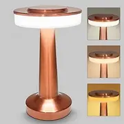 QING PU2021 Cordless Lamp,Portable LED Table Lamp with Touch,3 Colors Stepless Dimming,Rechargeable Battery Operated Lamp,Restaurant Table Lamp,Night Light for Kids Nursery,Nightstand Lamp(Rose Gold)