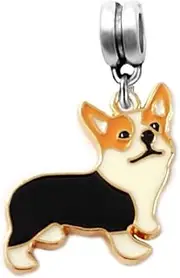 [LaBenie] Dangle Corgi Dog Charm Bead, Metal