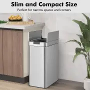 Costway50L Slim Kitchen Trash Can with Automatic Sensor and Stainless Steel Frame-Silver