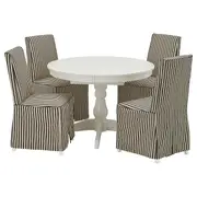INGATORP / BERGMUND table and 4 chairs, white/white black/white, 110/155 cm