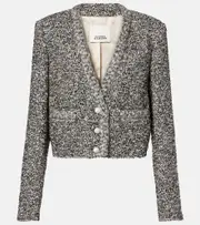 [Isabel Marant] Isabel Marant Gwendoline cropped tweed blazer AU 14 black
