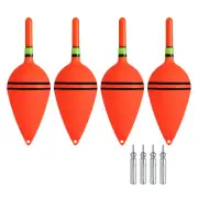 1oz Lighted Fishing Bobbers 4pcs EVA Light in Red Fishing Float with Battery