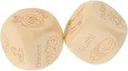 Hohopeti 2Pcs Engraved Wooden Food Decision Dice Fun Meal Decider for Exploring Flavors Unique Dining Game for Friends Family Present
