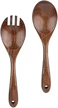 Happyyami 1 Set Wooden Salad Utensils Set: Salad Fork and Spoon for Serving Mixing and Cooking - Kitchen Tools with Smooth Finish for Everyday Use