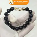 TAM AGATE 手鍊黑瑪瑙適合氣味帶夜光標籤 - 尺寸 8 10 12LY - LUCKY FORTUNE