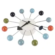 Simple Colorful Ball Modern Clock Art Simulation Sport Decorative Candy Wall Clock Mixed Color Metal + Solid Wood Ball color mixing