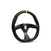 SAAS Steering Wheel 14 Inch Black Leather Finish Flat Bottom + Indicator