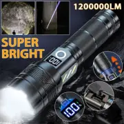 1200000LM Super Bright LED Flashlight Rechargeable Zoomable Torch Lights Lamp
