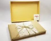 Studio His & Hers Burlap & Lace Wedding Guest Registry Book New In Box