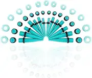 [VRIUA] 50pcs Ear Stretching Kit 14g-00g(1.6mm-10mm),Acrylic Tapers and Plugs + Silicone Tunnels, Ear Gauges Expander Set Body Piercing Jewelry
