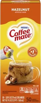 Nestle Liquid Coffee Creamer Singles, Hazelnut, 50 Ct Box