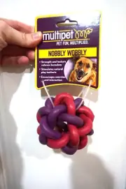 NWT MULTIPET DOG TOY NOBBLY WOBBLY BALL MEDIUM