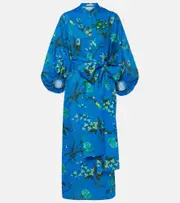 [Erdem] Erdem Floral cotton and linen midi dress AU 6 blue
