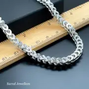 925 Sterling Silver Solid Mens SQUARE RHODIUM Plated FRANCO CHAIN Bracelet 5.5MM