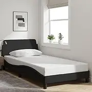 Bed Frame with Headboard Black 107x203 cm Fabric Modern Bedroom Furniture