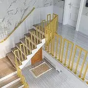 Stair Handrail, U-Shaped Stair Railing Indoor, Villa Garden Loft Support Bar, Metal Wrought Iron Modern Stair Railing, for Stairs Villa, Garden, Loft Support Bar(Gold,3.3ft/100cm)