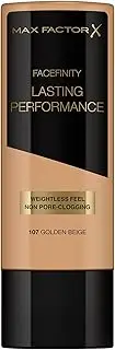 [Max Factor] Lasting Performance Liquid Foundation, 107 Golden Beige, Full Coverage, Flawless and Radiant Finish, Lightweight Formula, Smudge Resistant, Non Pore-Clogging, Fragrance Free, 35ml