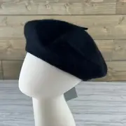 Nordstrom Rack Womens Beret Hat Classic Felted Wool Blend Black One Size
