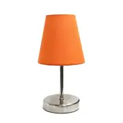 LT2013-ORG Mini Basic Sand Nickel Table Lamp with Fabric Shade, Orange