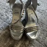 Christian Louboutin Madmonica spike wedge sandals silver 37 sold out