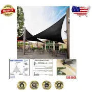 Large 19' Triangle Black Sun Shade Sail - Stylish, Durable, & Customizable