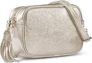 TAKEASY Italian Genuine Leather Crossbody Bag for Women with Zipper and Long Strap | Small Shoulder Wallet Purse Handbag
