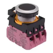 IDEC CW Series Black Metallic 22.3mm Momentary Flush Push Button Switch 3NC IP65