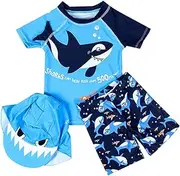 [Betadog] Boys' Swimsuit Short Sleeve Set Cute Cartoon Print Swimsuit Sun Quick Drying Boys' Swimsuit Bathing