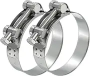 uxcell 86-91mm T-Bolt Hose Clamp, 2 Pack Intercooler Pipe Tube Clamps 304 Stainless Steel Radiator Hose Clamp for 3.39"-3.58" Pipe