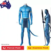 Avatar 2 Costume Jake Sully Neytiri Bodysuit Zentai Jumpsuit w Tail Halloween