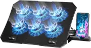 AICHESON Laptop Cooling Pad for 12-15.6 Inch, 6 Cooler Fans with Blue Lights