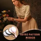 Vintage Round Handheld Makeup Vanity Folding Compact Mirror with X3M1 B2I4