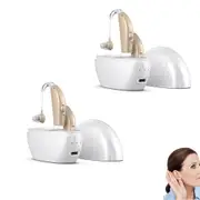 2pcs Rechargeable Hearing Aids Noise Cancelling Hearing Amplifiers-White