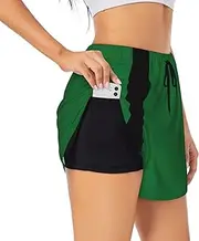 [GaxfjRu] Flag of The Sultanate of Delhi Print Women's Running Shorts High Waisted Running Shorts Pocket Sporty Gym Elastic Short