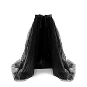 Women Tulle Tutu Long Skirts Wedding Party Cocktail Prom Bandage Mesh Maxi Dress Overskirt Overlay Long Bridal Black