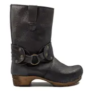Sanita 'Mohawk' Danish Clog Boots in Black (Art:452203) - Wooden