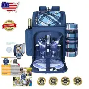 Ergonomic Picnic Backpack with Insulated Cooler & Cutlery Set - Perfect for 2