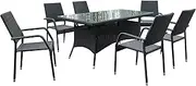7Pcs Outdoor Dining Set Furniture Chair Table Rattan Wicker Lounge Patio Stylish