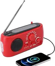 Emergency Hand Crank Radio with 3 LED Flashlight, AM FM SW, 1200mAh Portable Power Bank Function, USB & Solar and Hand Crank Charging, SOS Alarm for Indoor Outdoor Emergencies
