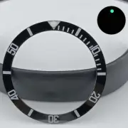 37.5mm Green Lume Ceramic Black SUB Watch Bezel Slope White Font Watch Part
