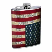 American Flag D14 Flask 8oz Stainless Steel Hip Drinking Whiskey