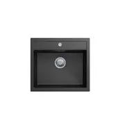 CARYSIL Waltz Granite Kitchen Sink - 560 x 510mm Single Bowl - Deep Black - Top/Under Mount