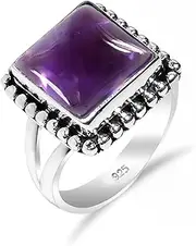 [HIMALYA QUARTZ] Men's Gemstone Ring Sterling Silver Ring Delicate Stunning Ring Handmade Boho Women's Ring Jewellery with Natural Stone Promise Ring RH-04-P