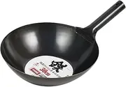 Pearl Metal HB-4225 Wok, Black, 11.8 inches (30 cm), Iron, Induction Compatible, Flat Bottom, Beijing Pot