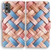 Flip Wallet Phone Case for Nokia 1-9 / C/G/X Phone Series - Diagonal Weave Rattan Print Pattern (Nokia XR21)