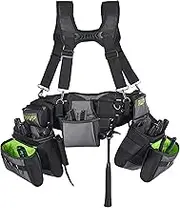 AWP TrapJaw Pro Framing Tool Rig with Spring-Loaded Technology, Premium Tool Belt, Fits Waists Up to 50 Inches,Black