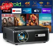 Smart 4K Projector with WiFi & Bluetooth 600 ANSI Auto Focus, Keystone, 50% Zoom